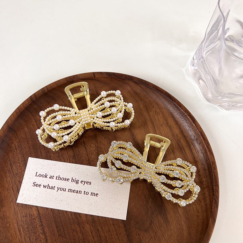 Kẹp Tóc Dạng Móng Vuốt Đính Ngọc Trai Kim Cương Nhân Tạo Tinh Tế Phong Cách Hàn Quốc Thời Trang Cho Nữ