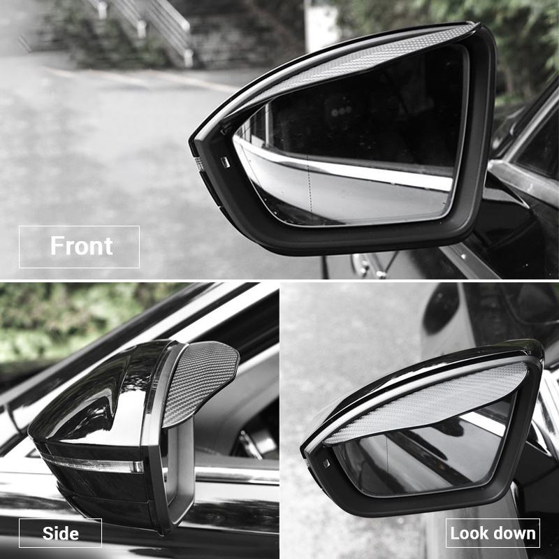 Set 2 miếng che gương chiếu hậu xe hơi SEAMETAL chống mưa và nắng PVC sợi carbon thông dụng