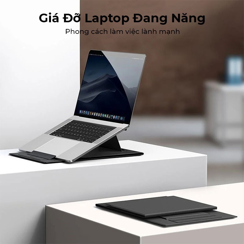 Giá đỡ laptop macbook đa năng có thể xếp gọn thay đổi nhiều tư thế hỗ trợ làm việc đứng Baseus Utral High Folding