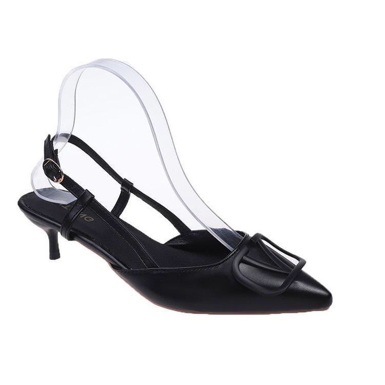Giày sandal nữ mũi nhọn phối quai hậu gót đũa 7 phân xinh xắn