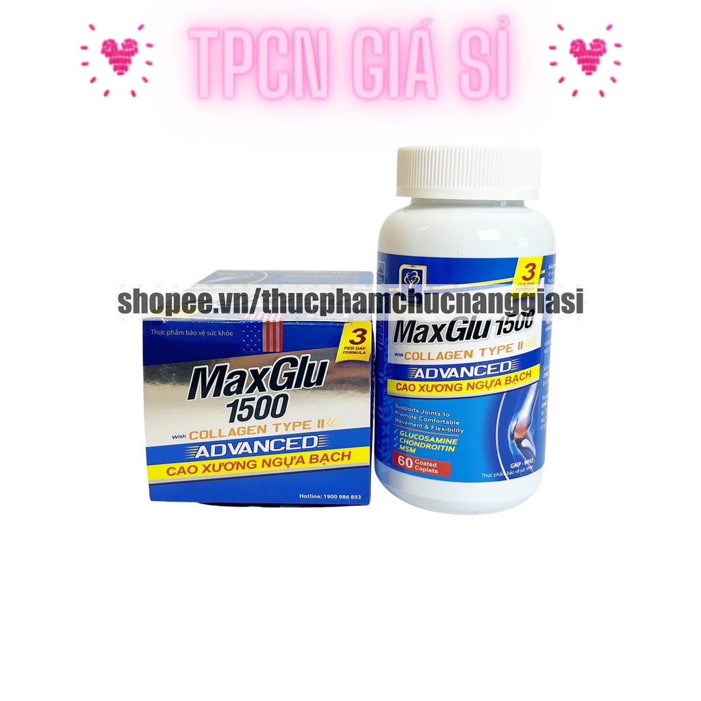 Viên uống MAXGLU 1500 bổ xung glucosamine hỗ trợ xương khớp – Hộp 60 viên