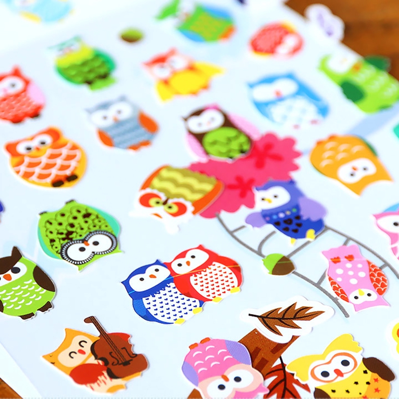 Sticker Dán Trang Trí Hình Chim Cú Và Hươu Cao Cổ