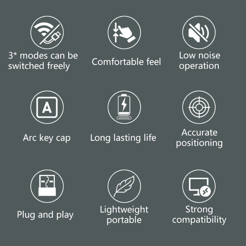 Bàn Phím Không Dây Hai Chế Độ Siêu Mỏng Không Gây Tiếng Ồn Cắm Và Ổ Cắm