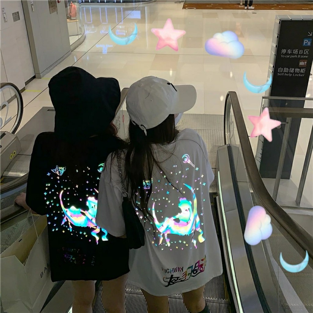 Áo thun Stee Phản quang 7 màu MOON HIGHWAY Unisex