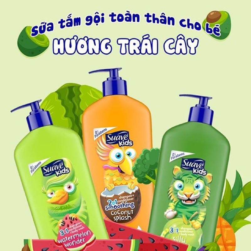 SỮA TẮM-GỘI-XẢ 3in1 SUAVE KIDS (532mL &amp; 1.18L)