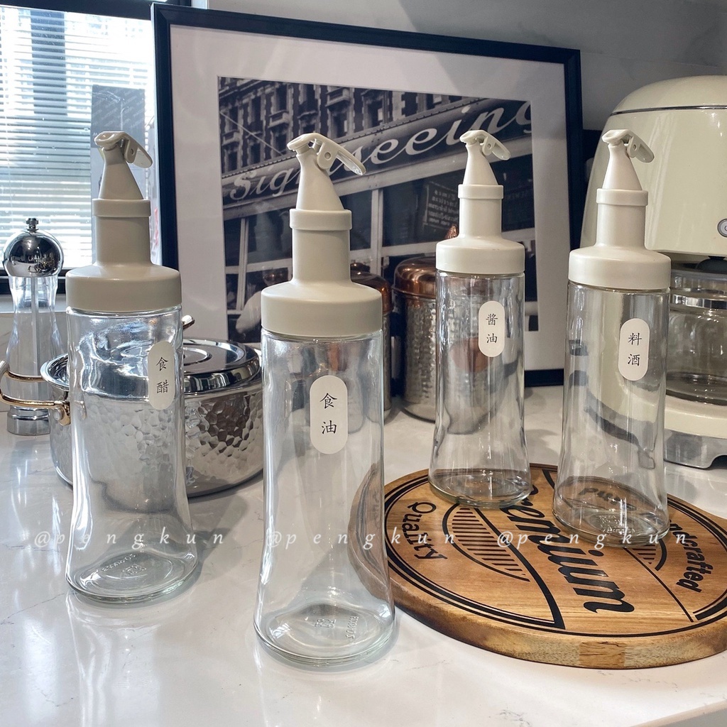 Bình Thủy Tinh Đựng Gia Vị/ Giấm/Nước Sốt Chống Rò Rỉ Màu Sắc Phong Cách Bắc Âu