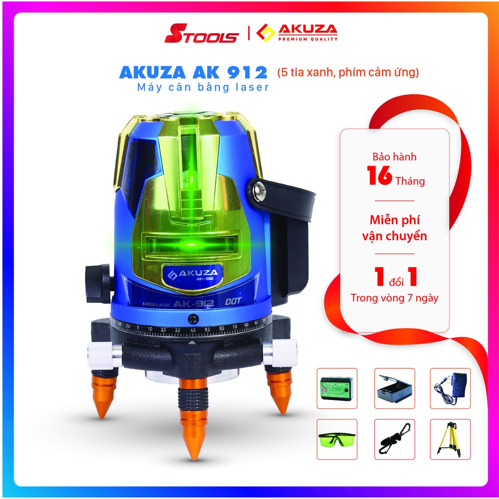 Máy cân bằng laser AKUZA AK 912 5 tia xanh