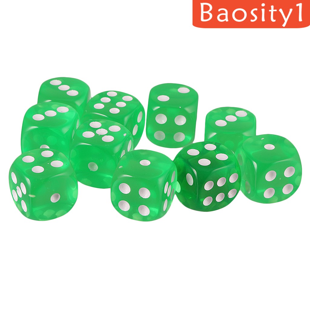 Bộ 10 Xúc Xắc Acrylic Sáu Mặt D6 Dùng Chơi Game Màu Xanh Dương