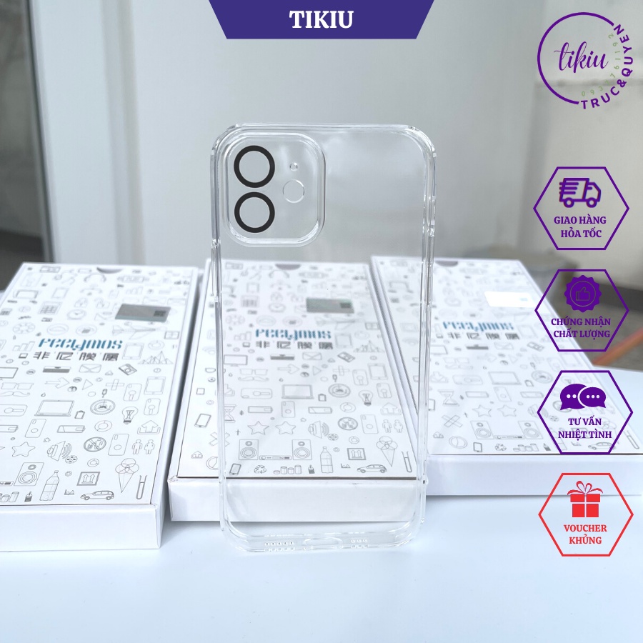 Ốp Lưng IP 12 13 Pro Max Sillicone TIKIU Trong Suốt Không Ngả Vàng Chống Sốc 4 Góc Bám Tay