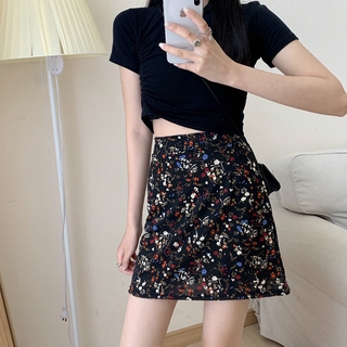 Chân Váy Lưng Cao Dáng Chữ A Hoạ Tiết Hoa Xinh Xắn Cho Nữ