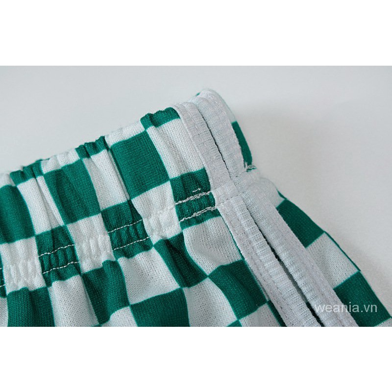 Thời Trang Quần Short Phối Lưới Họa Tiết Sọc Caro Phong Cách Đường Phố Cá Tính Cho Nữ