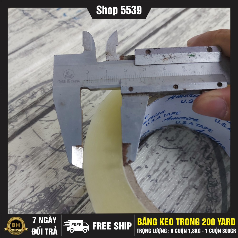 Chuẩn KG  Băng keo trong 200 yard 6 cuộn 1,8kg - Shop 5539
