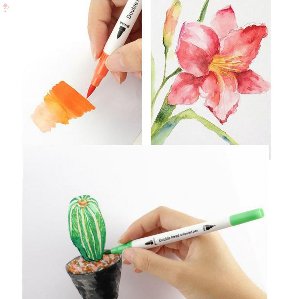 Set bút màu nước hai đầu ngòi mềm 12 / 24 / 36 màu