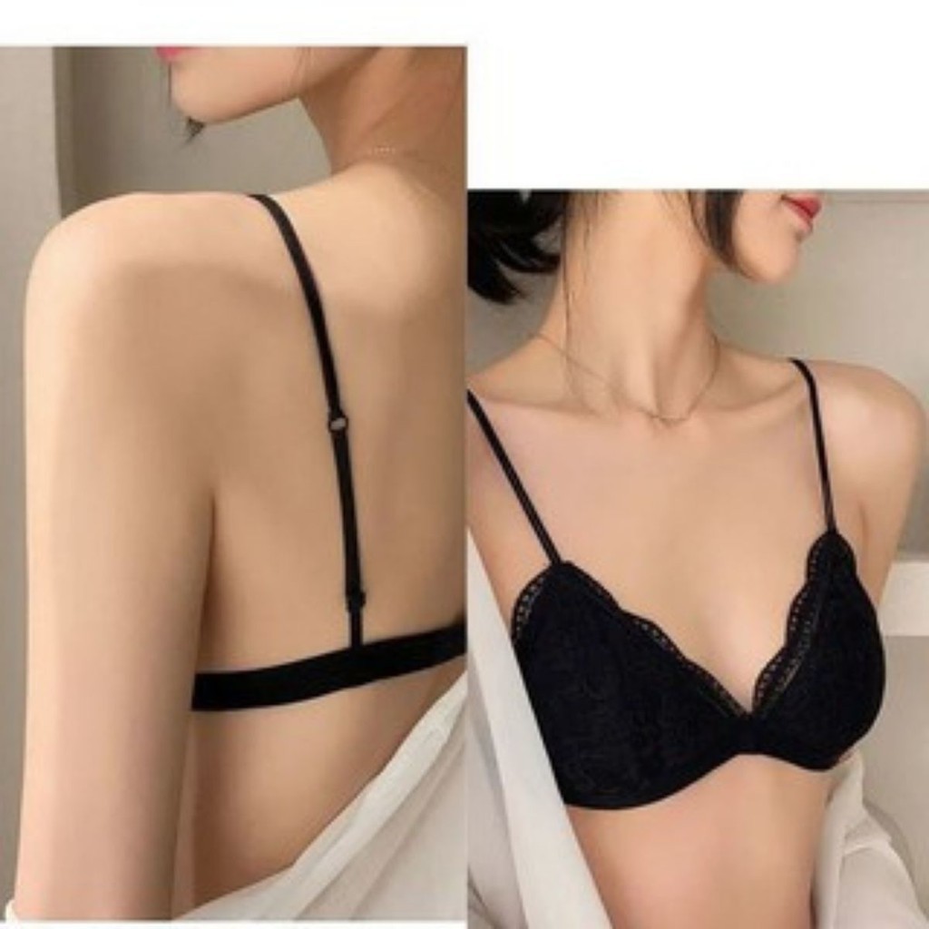Áo Ngực Bra Ren Quyến Rũ 2 Dây Không Gọng Mút Mỏng Mặc Thoải Mái Mềm Mịn Có Móc Cài Sau Bralette 8703