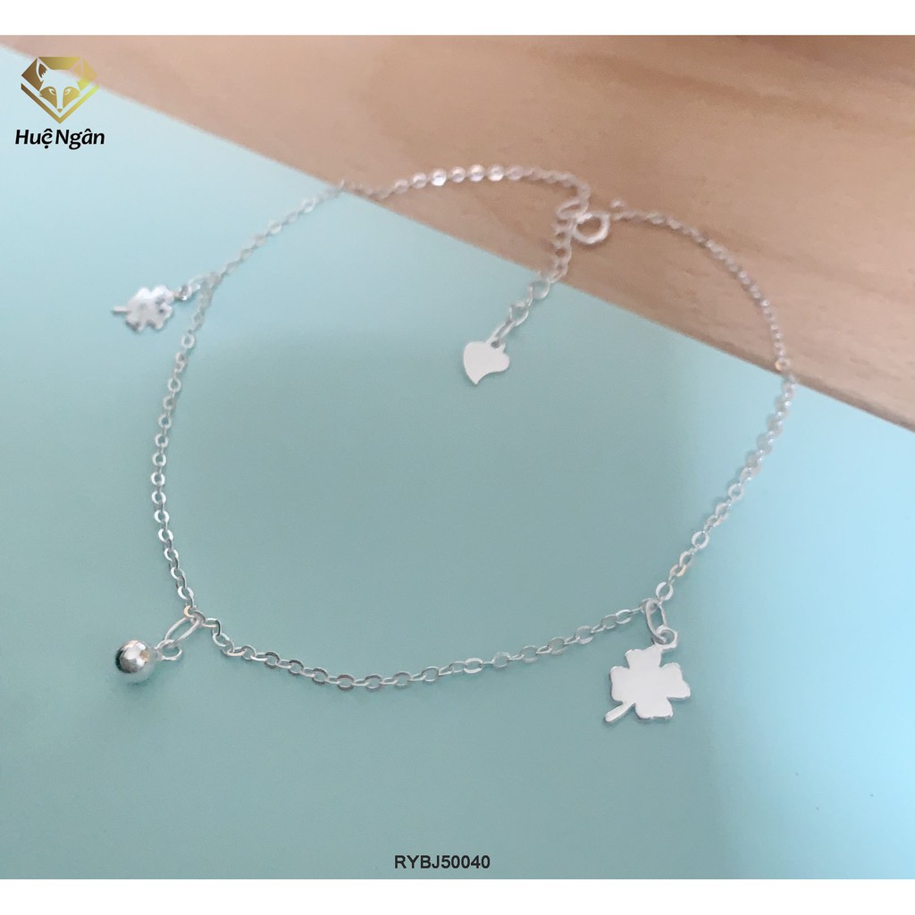 [Mã LT50 giảm 50k đơn 250k] Lắc chân bạc Ý 925 Huệ Ngân - Cỏ bốn lá và chuông RYBJ50040