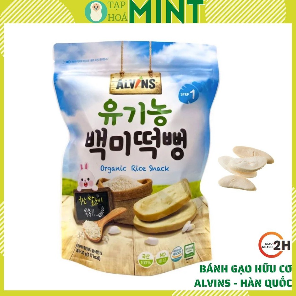 Bánh gạo hữu cơ bé ăn dặm không muối Alvins Hàn Quốc - Tạp hoá mint