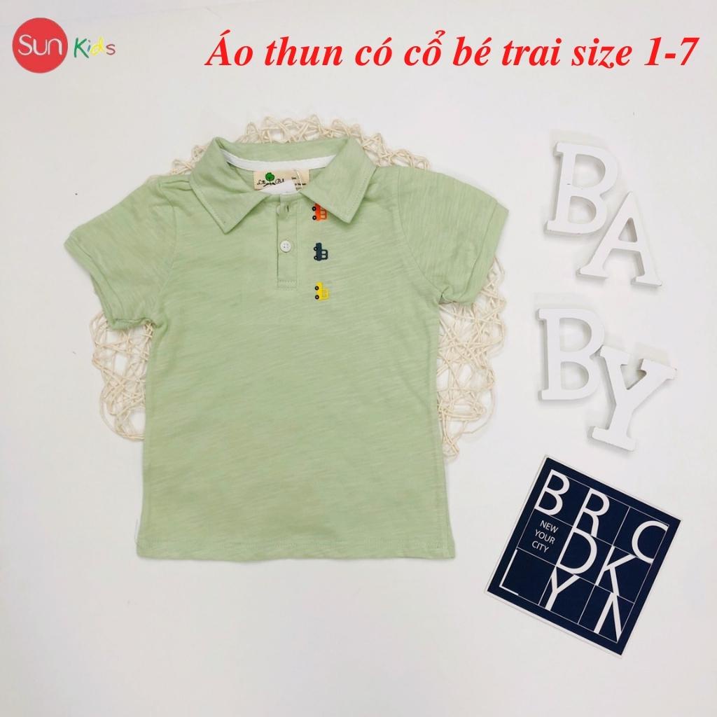 Áo thun bé trai, áo phông bé trai có cổ, size 1-7 tuổi, chất cotton mềm mát - SUNKIDS