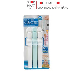 Set 3 kẹp miệng túi cỡ L kèm giá đựng Inomata nội địa Nhật Bản