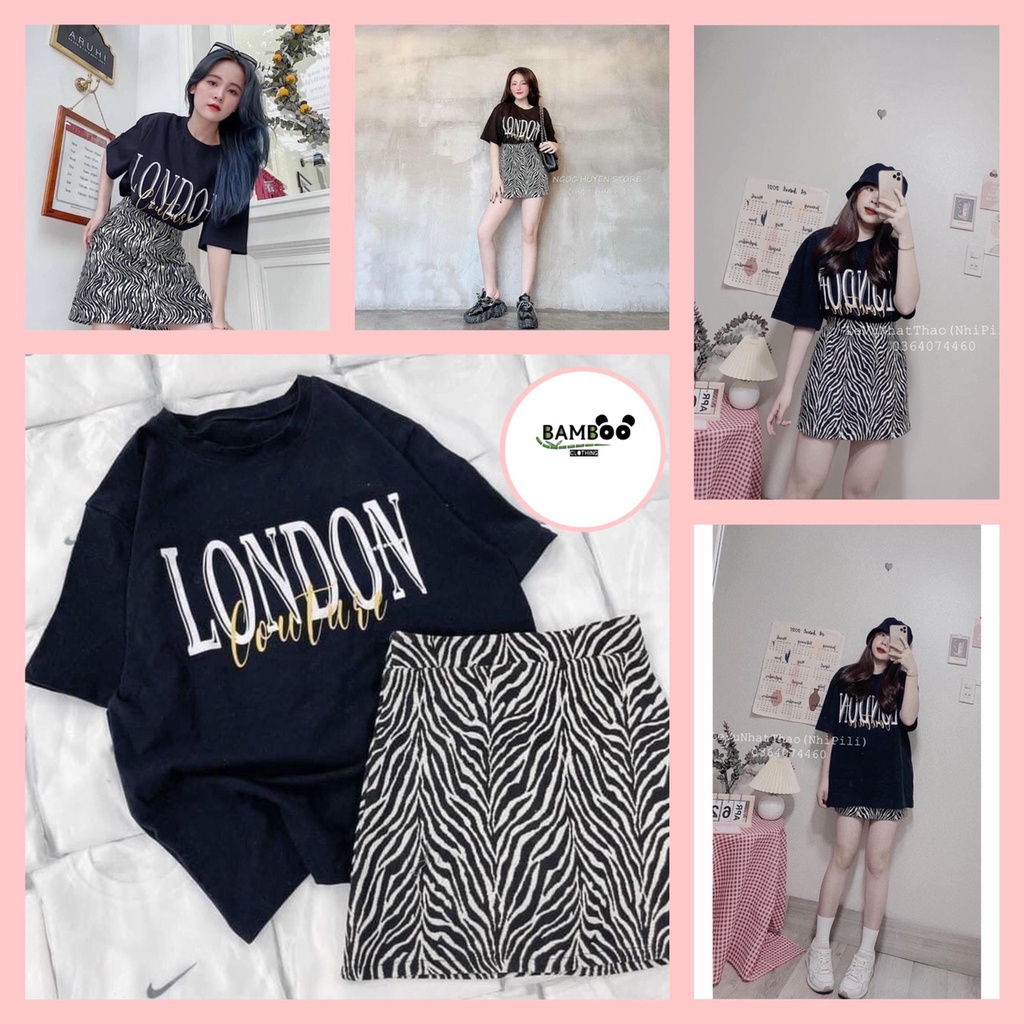 Set Chân Váy + Áo Thun Lodon Bánh Bèo Hot Trend Ulzzang Thời Trang Nữ