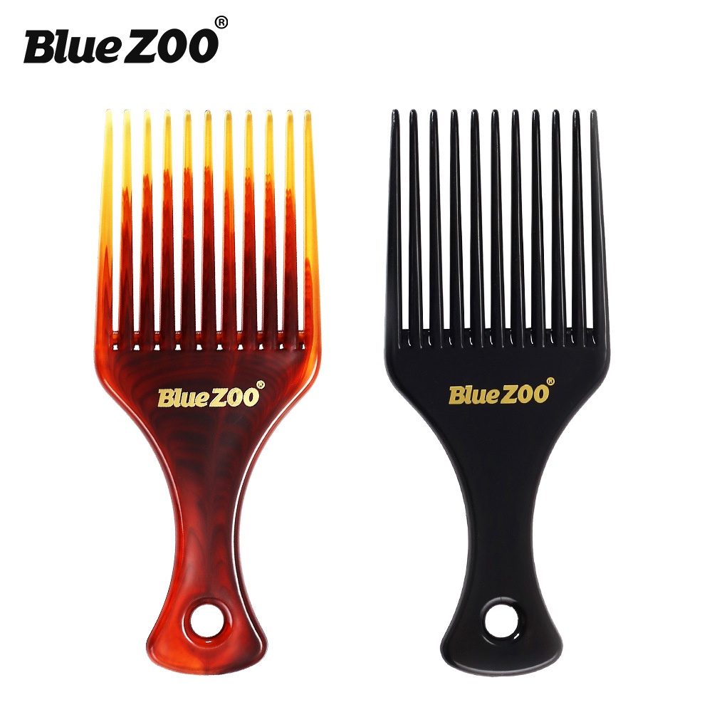 Lược tạo kiểu tóc nam Afro Pick Blue ZOO chuyên chải pomade màu Hổ phách / Đen