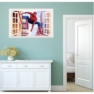 Decal trang trí khung cửa sổ 3D Người Nhện