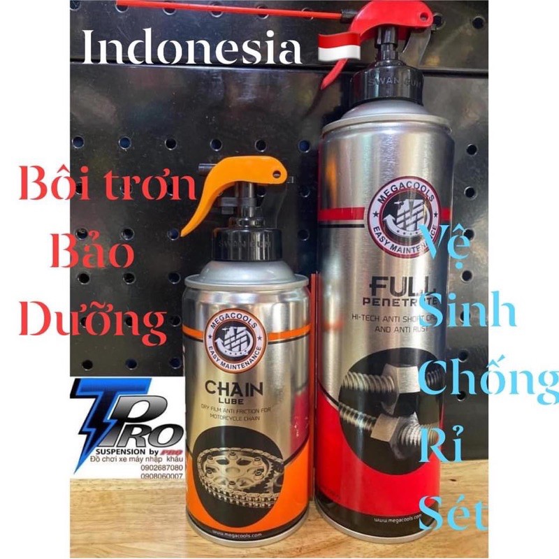 Combo Chain-Lube xịt dưỡng sên 300ml và Penetrate dầu chống rỉ sét 500ml (MEGACOOLS)