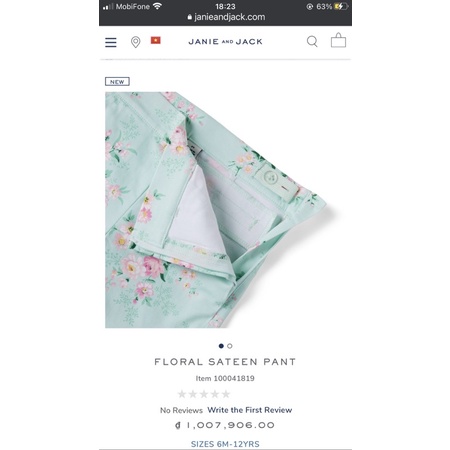 Quần hoa xanh bé gái - Janie and Jack