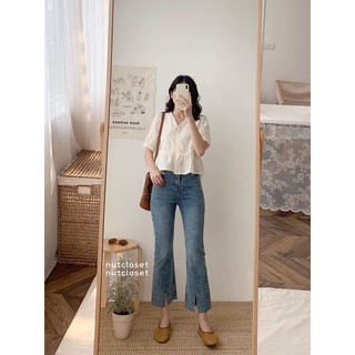 Quần ống loe xẻ giữa_Q856