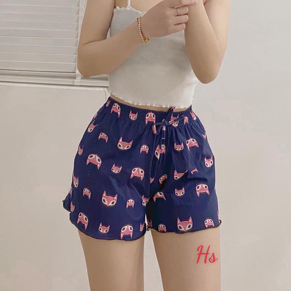 Quần short nữ🍉 Quần đùi Nữ Chạy Viền Quần Đùi Ngủ Nữ Họa Tiết Cute🍉quần đùi dáng bánh bèo, đồ ngủ mặc lên thoải mái,xinh