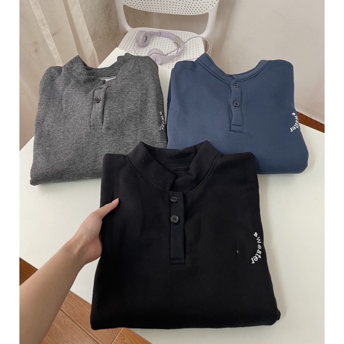 Áo nỉ cổ đức màu xám vải chân cua mịn màng | BigBuy360 - bigbuy360.vn