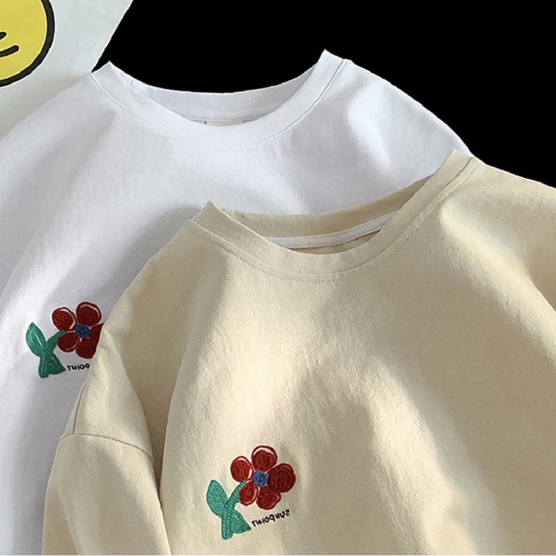 Áo thun SUXI cotton cổ tròn ngắn tay dáng rộng in họa tiết thời trang mùa hè