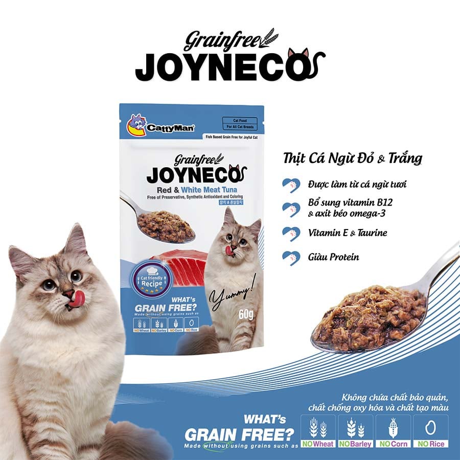 Pate Joyneco Cattyman thức ăn ướt dinh dưỡng cho mèo không tinh bột gói 60g - iPet Shop