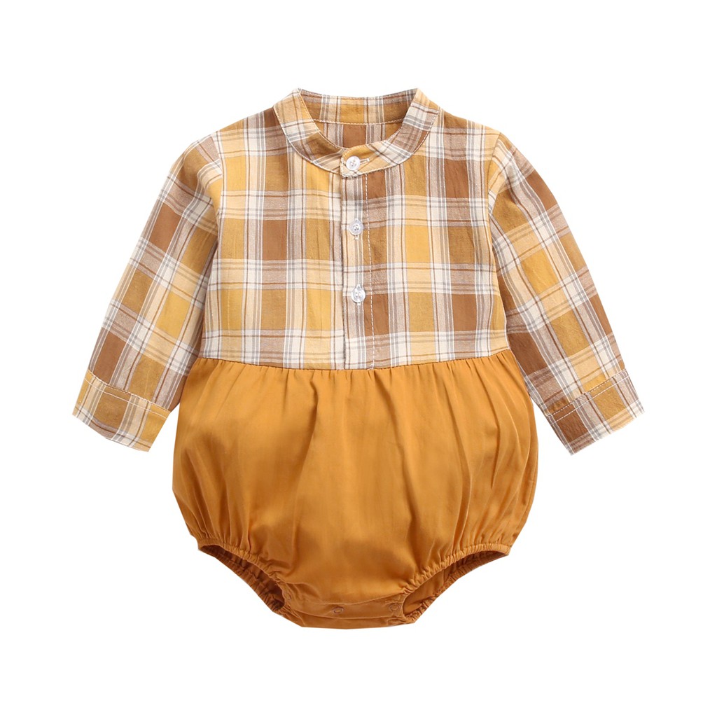 Bộ Đồ Liền Thân Sanlutoz Tay Dài Từ Cotton Họa Tiết Caro Thời Trang Mùa Thu Dành Cho Bé