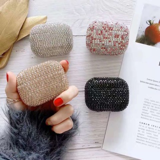 Case Airpod 1/2/Pro, đính đá, tai nghe bluetooth không dây, đính cườm sắc sảo,  3 màu lựa chọn