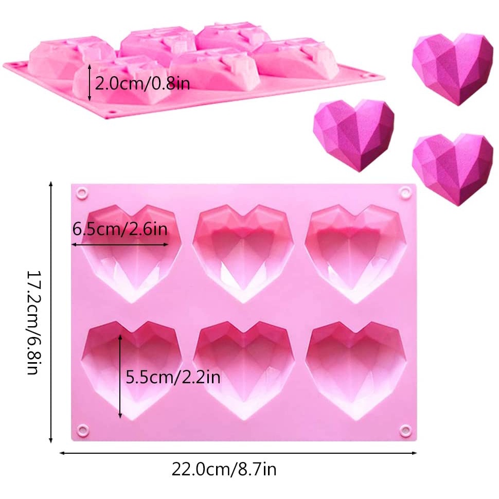 Khuôn Silicone Làm Bánh Tạo Hình Trái Tim 3D Độc Đáo Tiện Dụng Cho Mẹ/ Love 6
