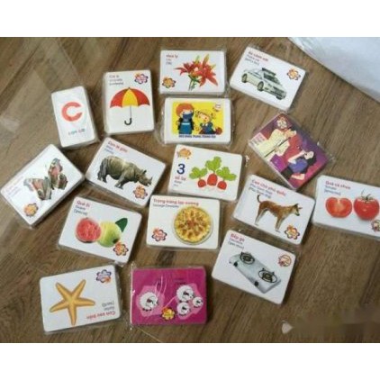 bộ thẻ học thông minh cho bé - Bộ thẻ Flash Card song ngữ 16 chủ đề 416 thẻ