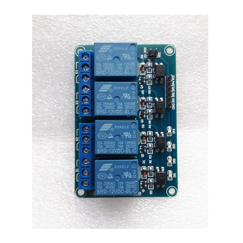 Module Relay 4 Kênh 12V 220V/10A có opto cách ly