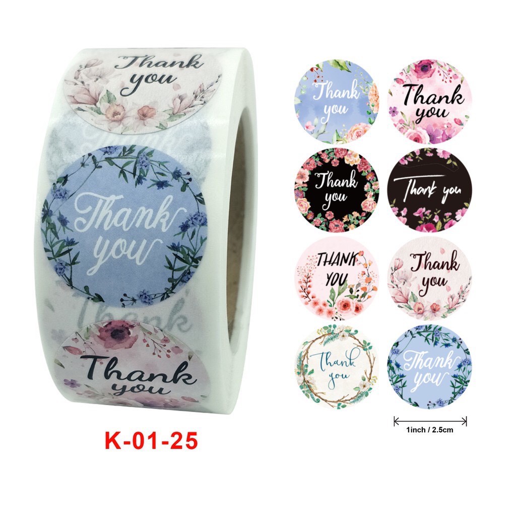 500 miếng tem dán chữ thank you