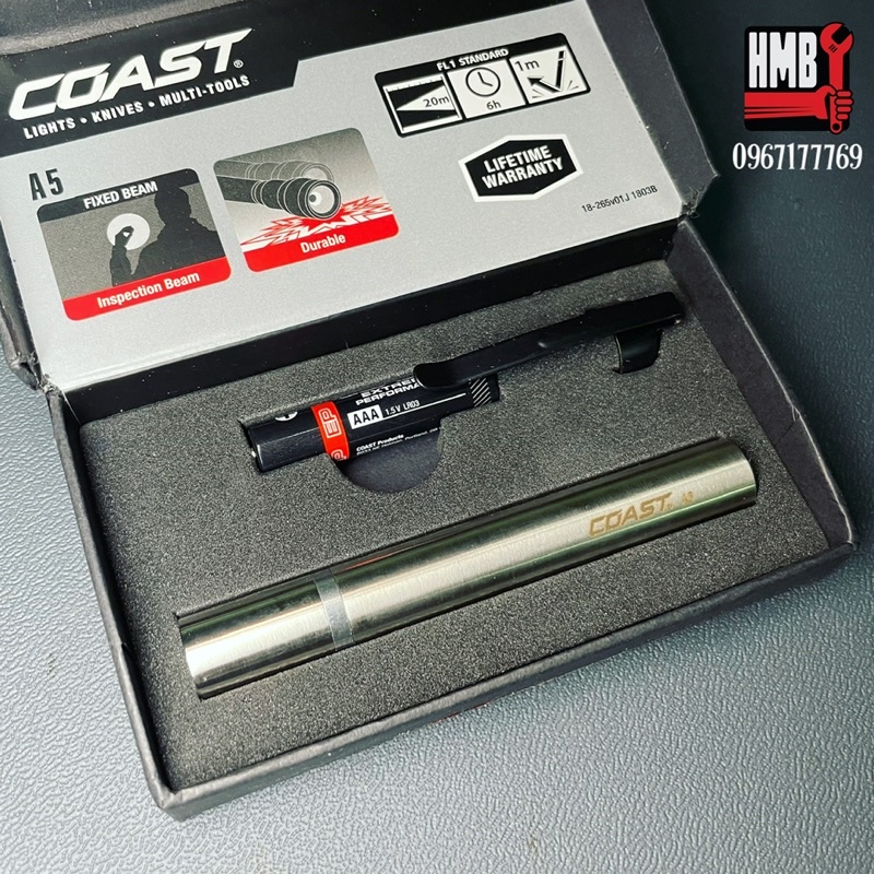 🇺🇸Coast Portland - USA🇺🇸 Đèn pin LED inspector chống nước thân inox COAST A5