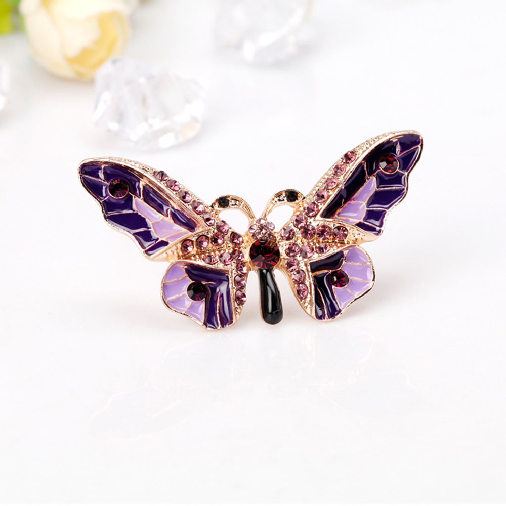 Ghim cài áo hình bướm bằng kim loại đính đá xinh xắn