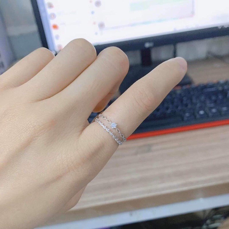 Nhẫn vương miện nữ hoàng dáng kép chuẩn bạc ta - Kho sỉ bạc Nhất Linh