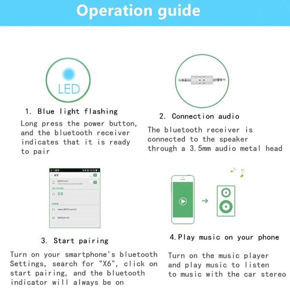 Thiết Bị Nhận Tín Hiệu Âm Thanh Bluetooth Không Dây X6 Jack 3.5mm Cho Xe Ô Tô