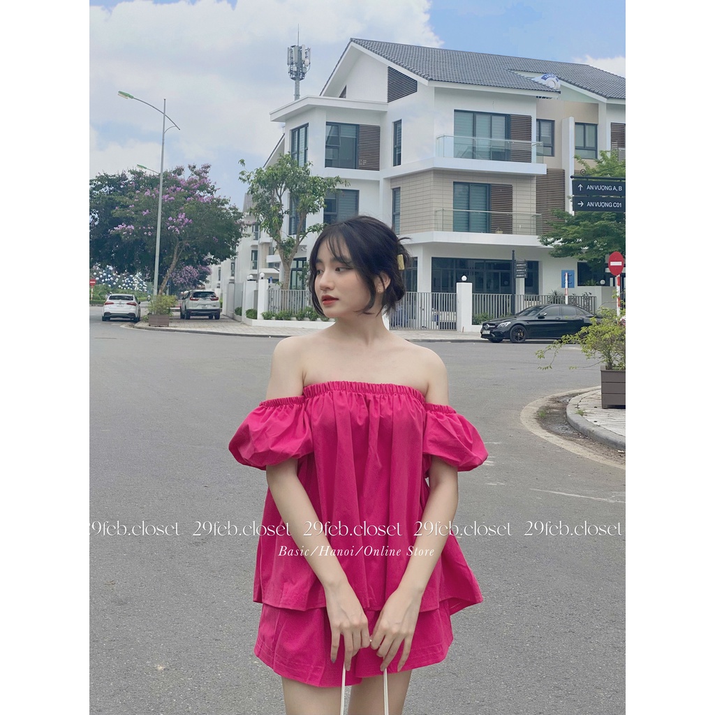 [Ảnh thật/Video] Set áo trễ vai kèm quần short - 29feb.closet - S22