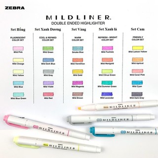 BÚT HIGHLIGHT ZEBRA MILDLINER SET VÀNG