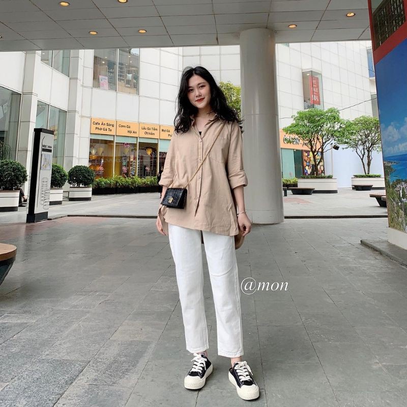 Áo sơ mi nữ ulzzang basic dài tay form rộng phong cách hàn quốc sp001 | BigBuy360 - bigbuy360.vn