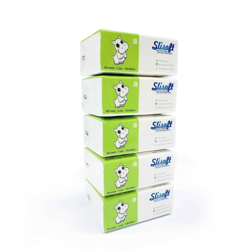 Giấy ăn Slisoft Trắng tự nhiên 300 tờ, đa năng thân thiện môi trường an toàn cho cả gia đình Combo tiết kệm