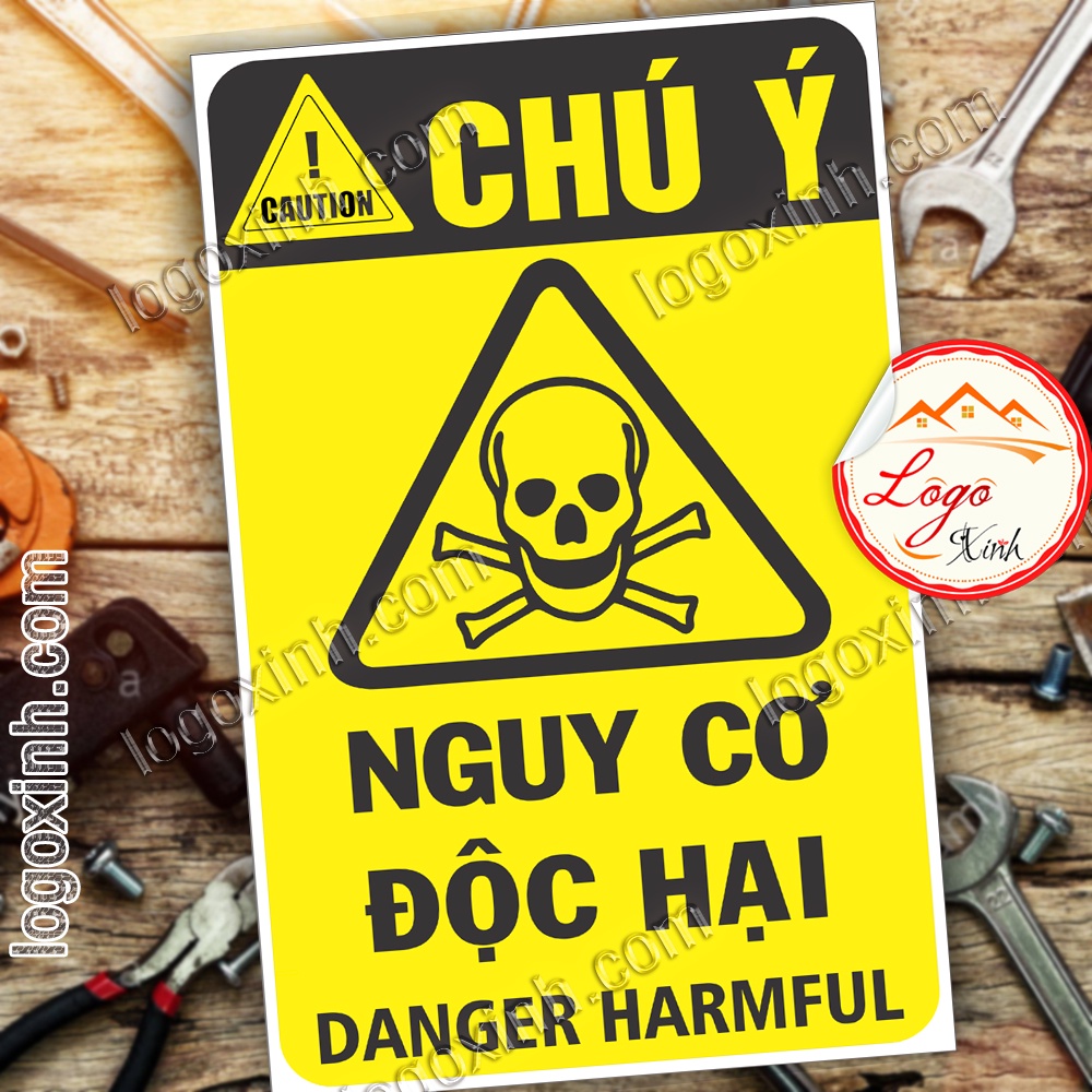 LOGO TEM STICKER CẢNH BÁO NGUY CƠ ĐỘC HẠI, DANGER HARMFUL - BIỂN CẢNH BÁO AN TOÀN LAO ĐỘNG