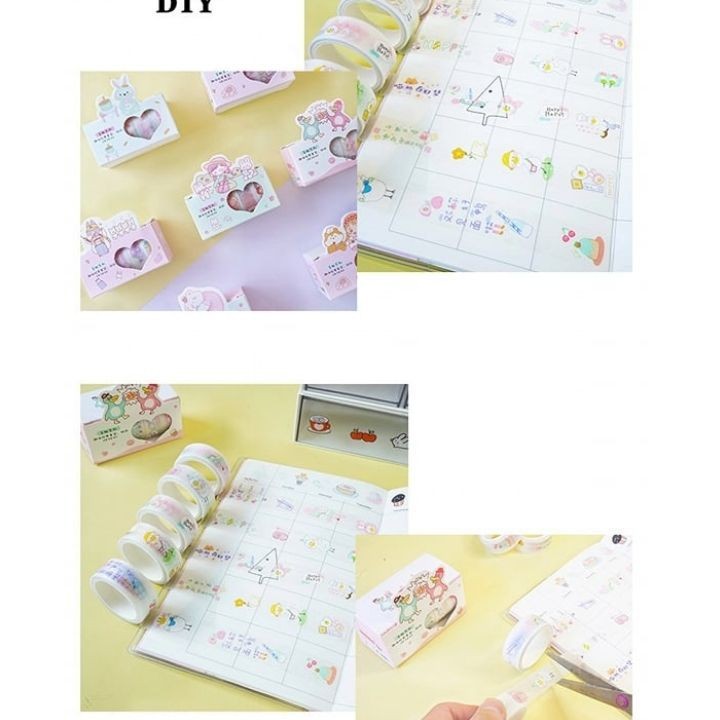 Combo 5 Cuộn Băng Dính Trang Trí Hoạt Hình Băng Keo Dán Sticker Trang Trí Cute Cho Bạn Gái Bé Gái