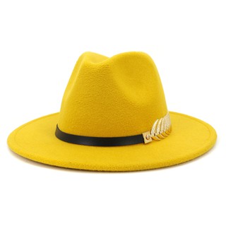 [- MÀU VÀNG -] Mũ Rộng Vành Siêu Cấp Thời Trang Fedora Nam Và Nữ Dành Cho Quý Tộc