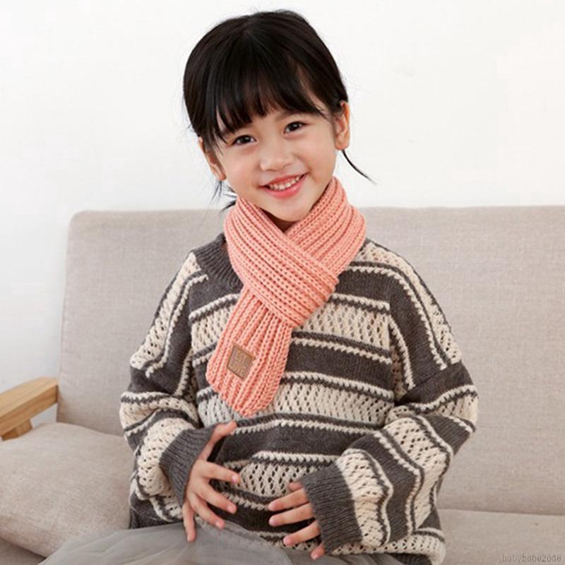 Khăn choàng len màu trơn thời trang giữ ấm cho trẻ em